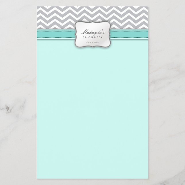 Elegant Chevron Modern Gray, white and Blue Flyer (Front)