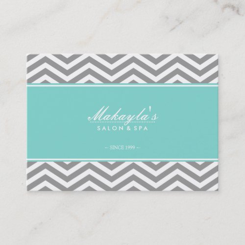 Elegant Chevron Modern Gray &amp; White with Teal blue Business Card Template