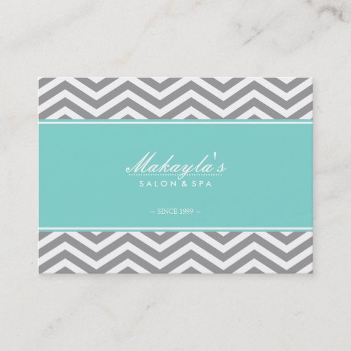 Customizable Elegant Chevron Modern Gray & White with Teal blue Business Card Template