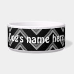 Elegant chevron pattern bowl<br><div class="desc">A gorgeous zigzag pattern in black and gray. Shown here on a dog food bowl. Personalize it with your dog's name.</div>