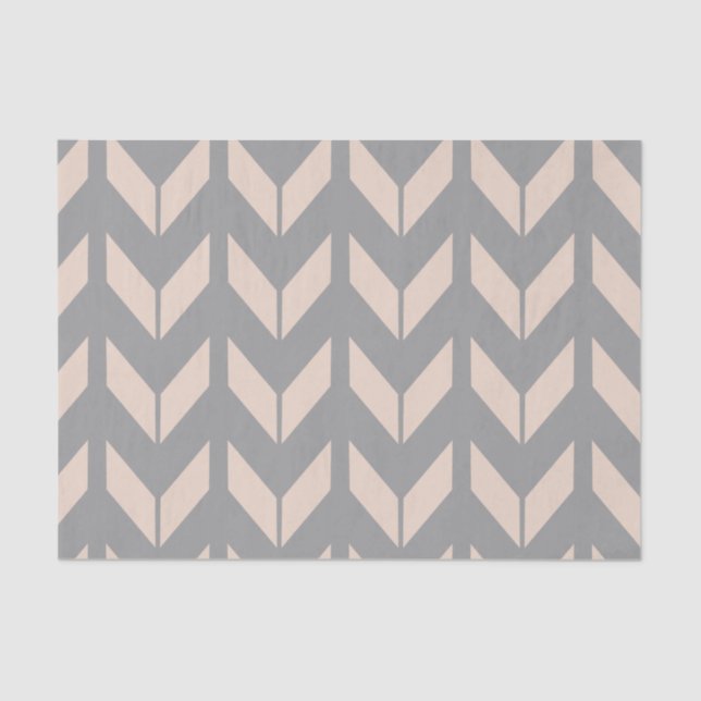 Elegant Chevron Pink and Gray Tissue Paper (Front)