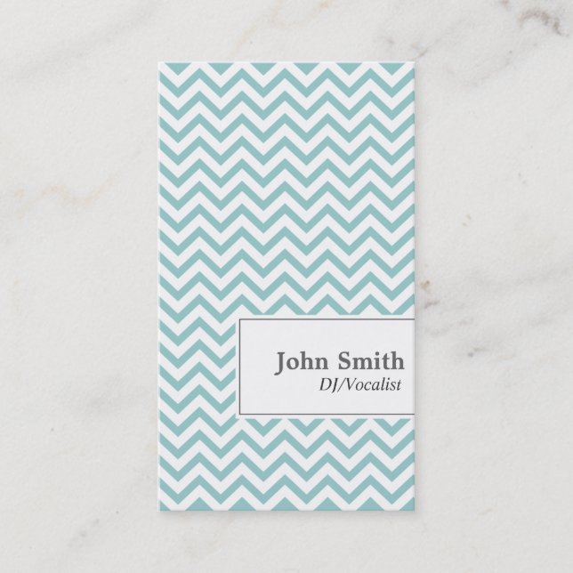 Elegant Chevron Stripes DJ Music Business Card (Front)