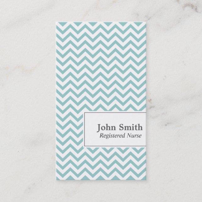 Elegant Chevron Stripes Nurse Business Card (Front)