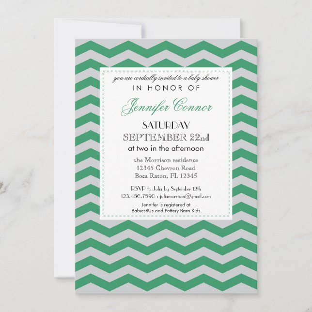Elegant Chevron Unisex Baby Shower Invitation (Front)