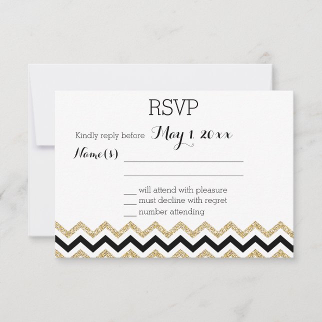 Elegant Chevron Wedding RSVP Cards (Front)