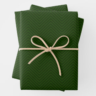 Elegant Chevron Zigzag Dark Forest Green Christmas Wrapping Paper Sheets