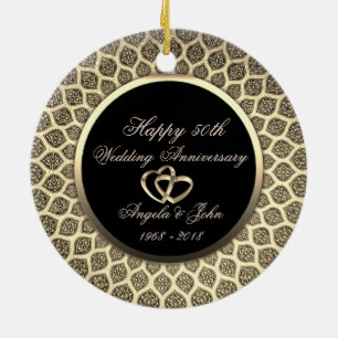 Elegant Chic  50th Wedding Anniversary Ceramic Ornament