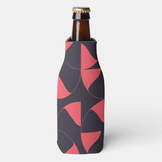 Elegant, chic, abstract circular geometric flowers bottle cooler (Bottle Front)