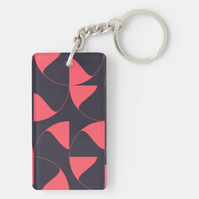 Elegant, chic, abstract circular geometric flowers keychain (Back)