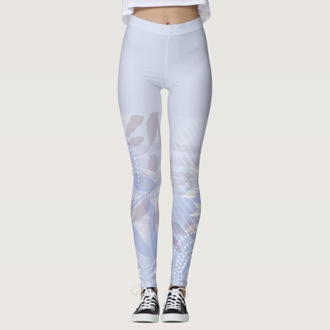 Elegant Chic Abstract Floral Botanical  Leggings (Front)