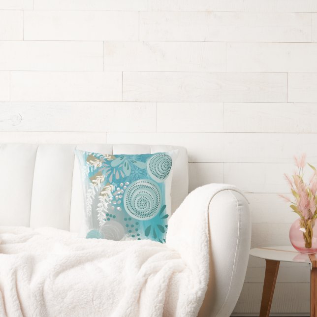 Elegant chic Abstract Floral Throw Pillow (Couch)