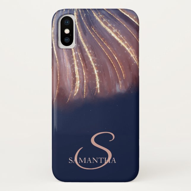 Elegant Chic Abstract  Lines,Navy Blue  Case-Mate iPhone Case (Back)
