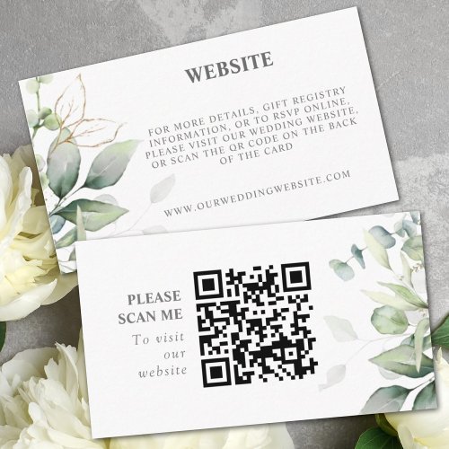 Elegant chic airy eucalyptus QR Code website Enclosure Card