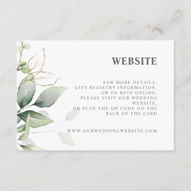 Elegant chic airy eucalyptus QR Code website Enclosure Card (Front)
