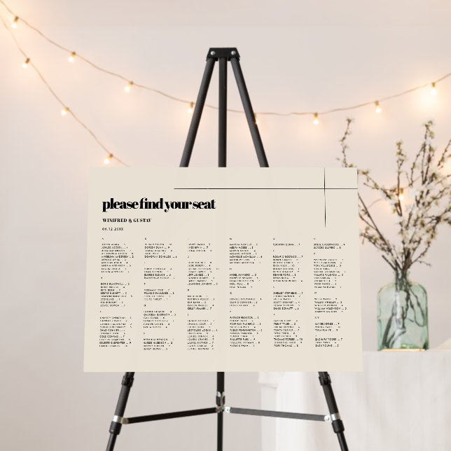 Elegant & Chic Alphabetical Seating Chart Sign (In Situ (Stand))