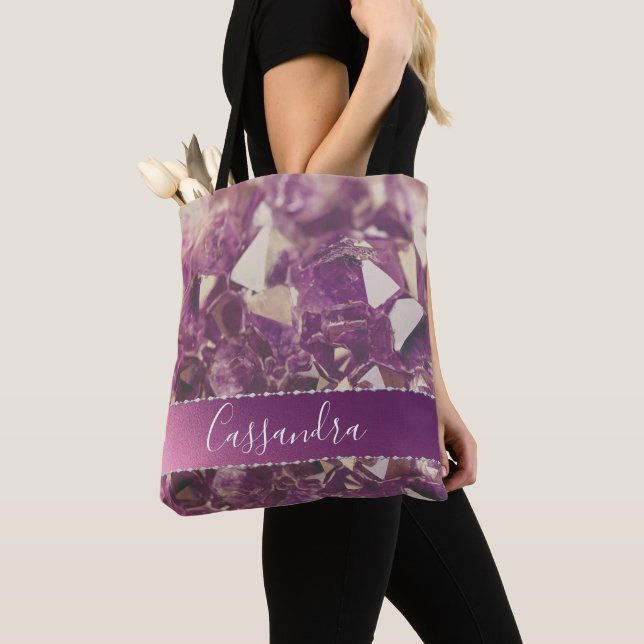 Elegant Chic Amethyst Crystals Tote Bag (Close Up)