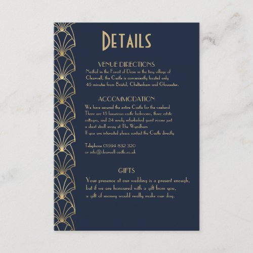 Elegant Chic Art Deco Great Gatsby Details Enclosu Enclosure Card