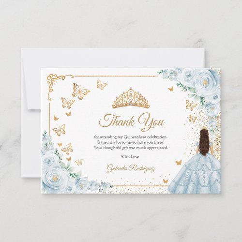 Elegant Chic Baby Blue Roses Gold Quinceanera