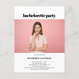 Elegant & chic bachelorette party photo invitation postcard