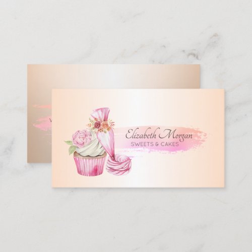 Elegant Chic Bakery Tool Piping Bag Flowers Business Card