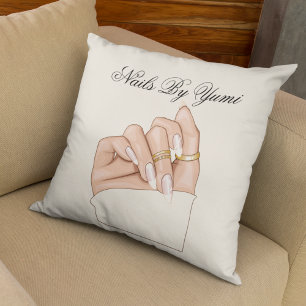 Elegant Chic Beauty Salon Manicure Branded Throw Pillow