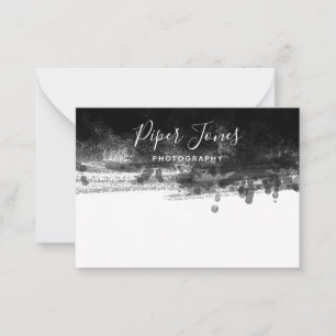 Elegant Chic Black Abstract Photographer Signature Note Card