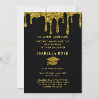 Elegant Chic Black and Gold 2025 Graduation Announcement
