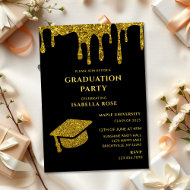 Elegant Chic Black and Gold 2025 Graduation Party Invitation