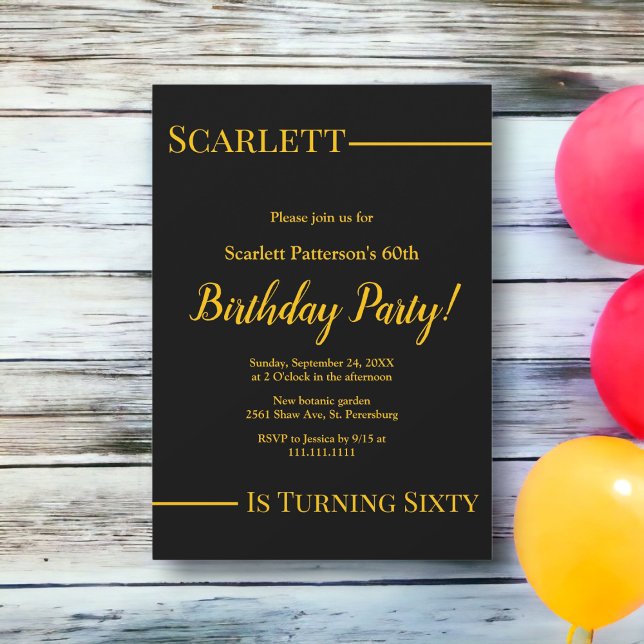 Elegant Chic Black And Gold Luxury 60th Birthday Invitation (Creator Uploaded)