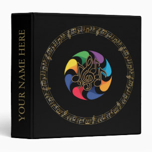 Elegant Chic Black And Gold Music Notes Design 3 Ring Binder