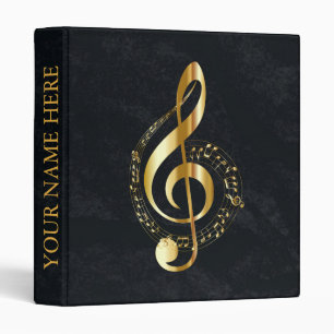 Elegant Chic Black And Gold Music Notes Design 3 Ring Binder