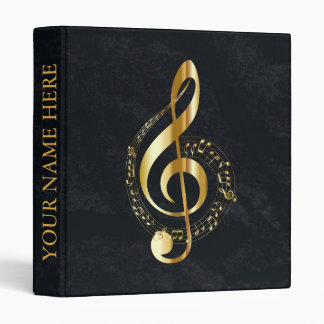 Elegant Chic Black And Gold Music Notes Design 3 Ring Binder