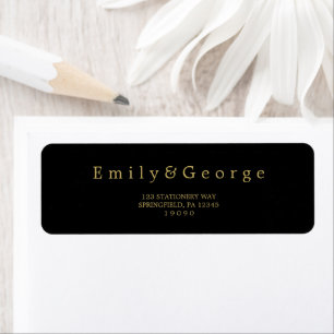 Elegant Chic Black And Gold Wedding Return Address Label