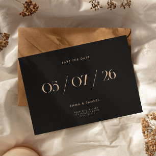 Elegant Chic Black and Tan Wedding Save the Date