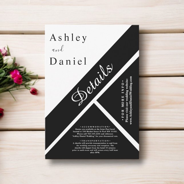 Elegant Chic Black And White Fancy Modern Wedding Enclosure Card (Creator Uploaded)