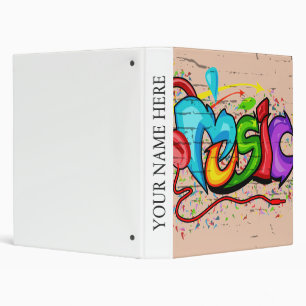 Elegant Chic Black And White Musical Instrument 3 Ring Binder