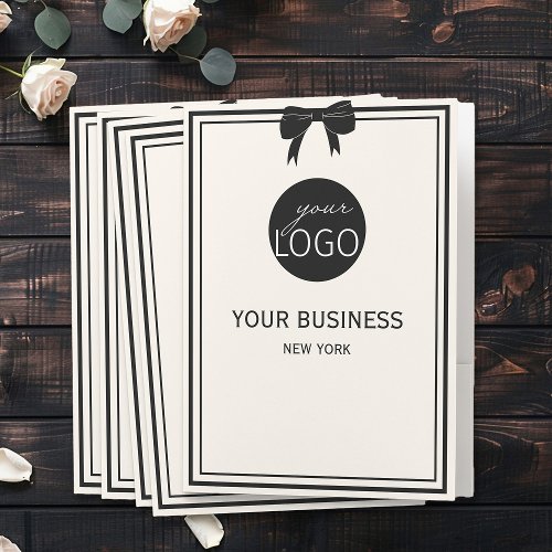 Elegant Chic Black Border Business Logo Custom Pocket Folder