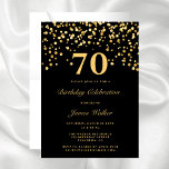 Elegant Chic Black Gold 70Th Birthday Party  Invitation<br><div class="desc">Simple Formal Black Faux Gold 70Th Birthday Party Invites</div>