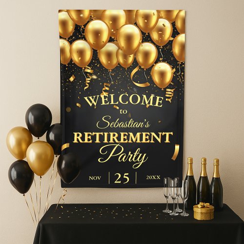 Elegant Chic Black Gold Balloons Retirement Party