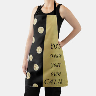 Elegant Chic Black Gold Dots-Motivational Message Apron