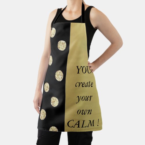 Elegant Chic Black Gold Dots_Motivational Message  Apron