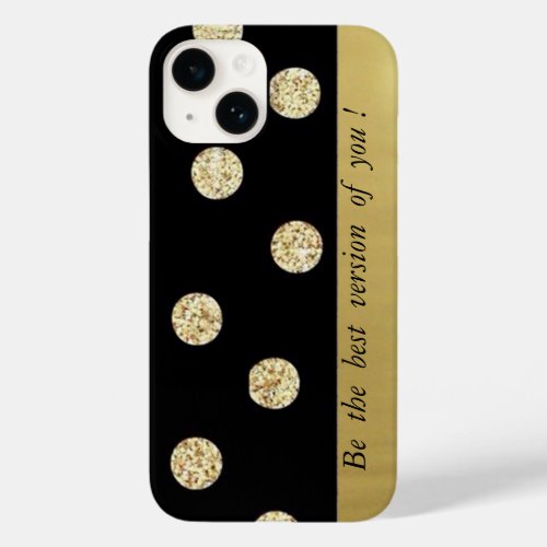 Elegant Chic Black Gold Dots_Motivational Message  Case_Mate iPhone 14 Case