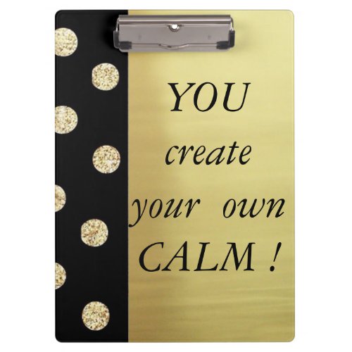 Elegant Chic Black Gold Dots_Motivational Message Clipboard