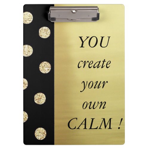 Elegant Chic Black Gold Dots_Motivational Message Clipboard