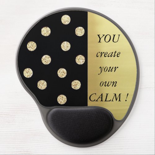 Elegant Chic Black Gold Dots_Motivational Message Gel Mouse Pad