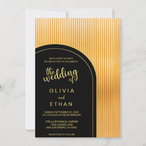 Elegant chic black gold fancy Wedding Invitation