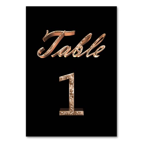 Elegant Chic Black Gold Party Table Number 1