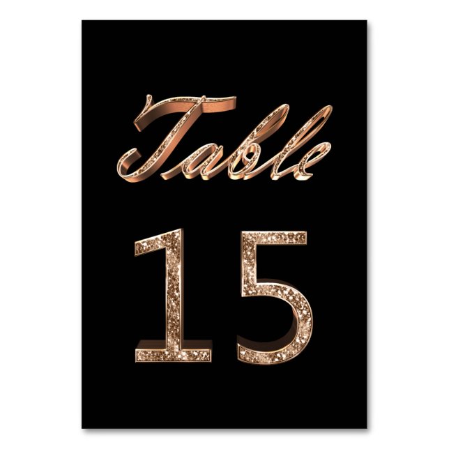 Elegant Chic Black Gold Party Table Number 15 (Front)