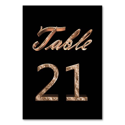 Elegant Chic Black Gold Party Table Number 21