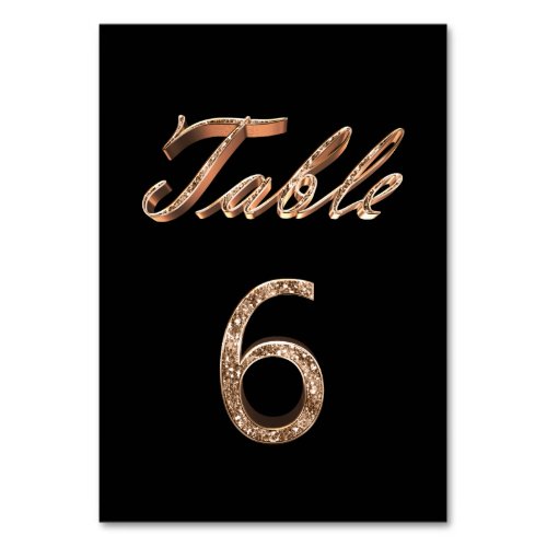 Elegant Chic Black Gold Party Table Number 6